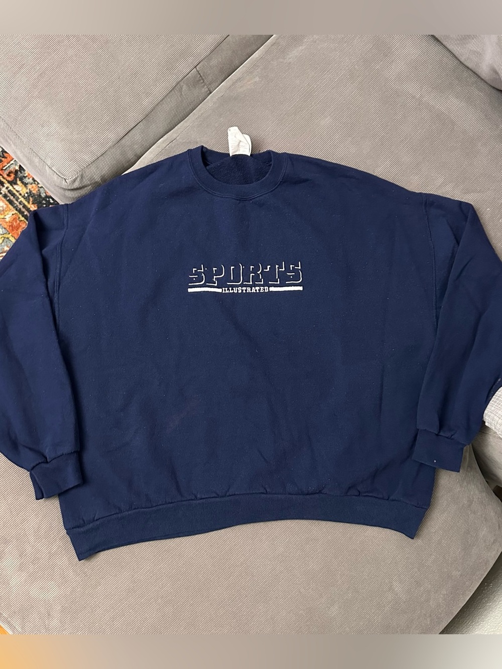 Vintage Sports Illustrated Sweatshirt Mens XL Blue Fleece Crew Neck Pullover Y2K